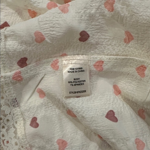 NEW Jessica Simpson Cream Pink Heart Mini Dress Ruffles Lace Large Smocked - Picture 6 of 8